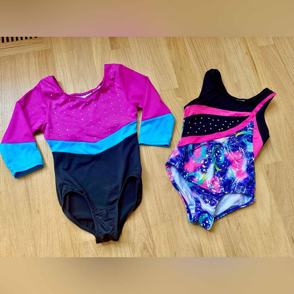 Freestyle Danskin Pink and Blue Kids leotards gymnastics dance Sz 5 and 6